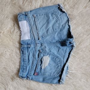 BDG Distressed Cut Off Roll Cuff Tomgirl Style Denim Shorts Stonewash 25